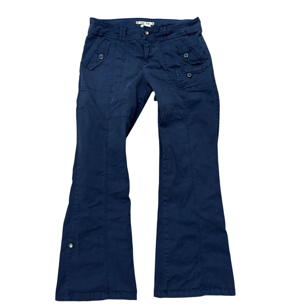 hei hei Navy Blue‎ Cargo Worker Pants Flared Leg Pockets Women's Size 8